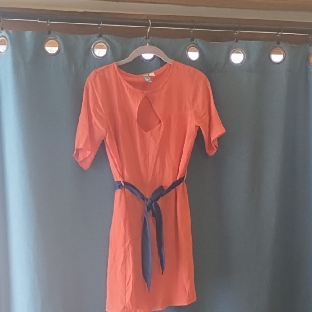 Aina Be  Orange Dress with Blue Belt